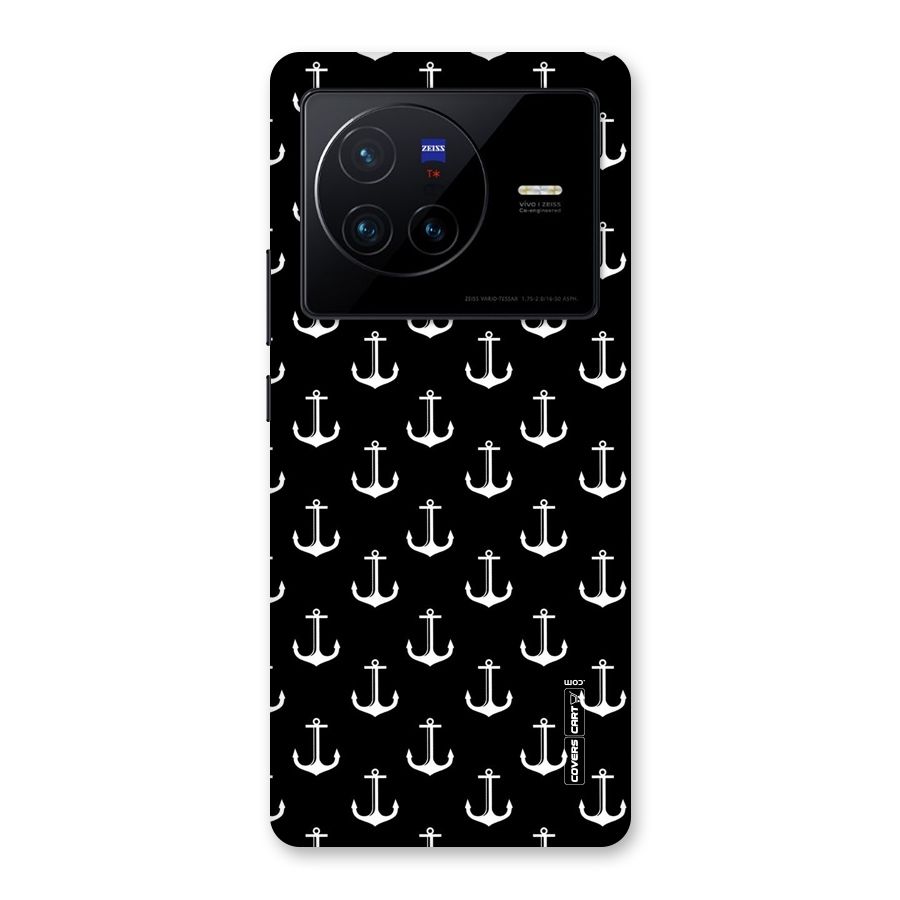 White And Black Anchor Pattern Back Case for Vivo X80