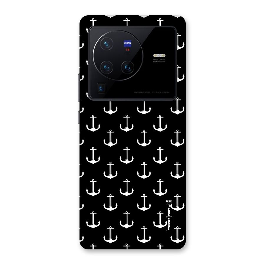 White And Black Anchor Pattern Back Case for Vivo X80 Pro
