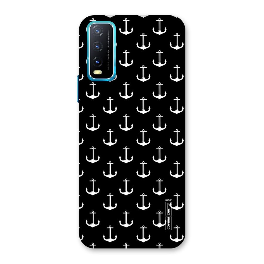White And Black Anchor Pattern Back Case for Vivo Y20G