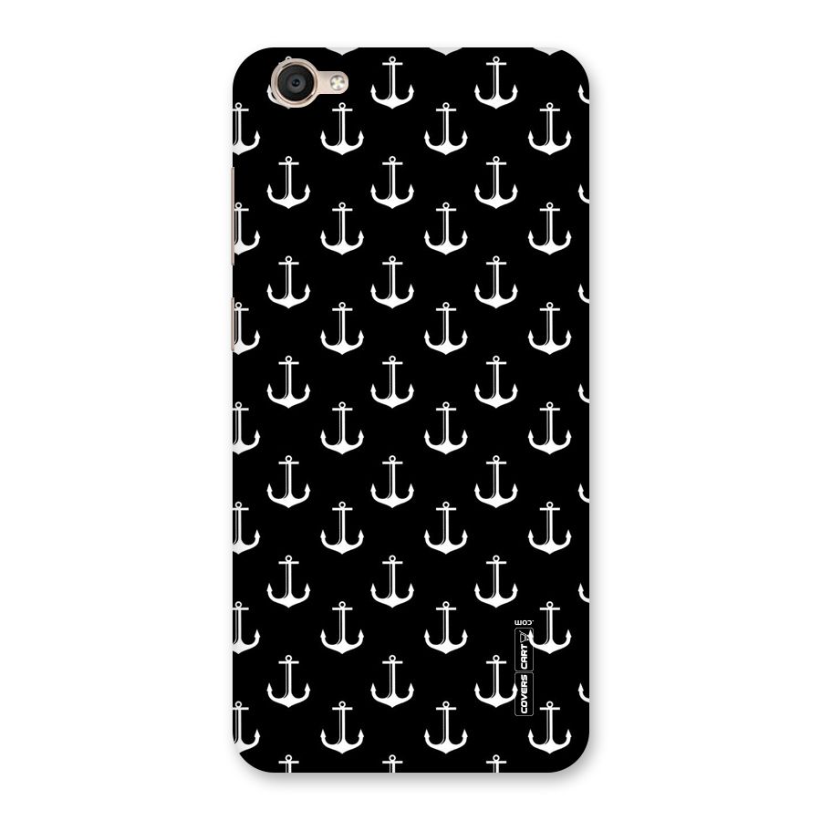 White And Black Anchor Pattern Back Case for Vivo Y55s