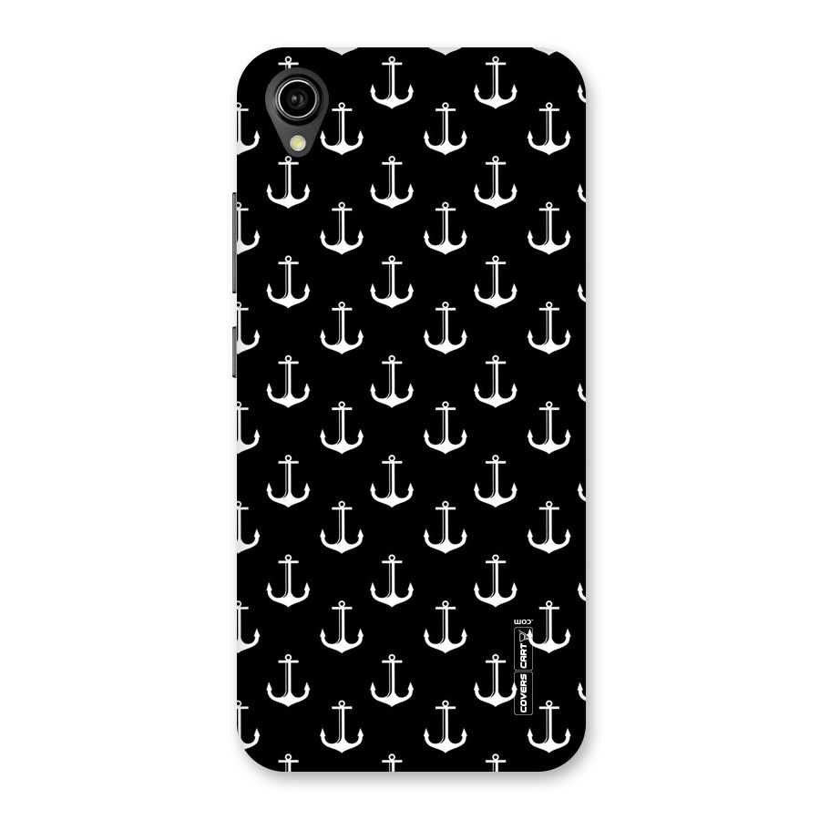 White And Black Anchor Pattern Back Case for Vivo Y90