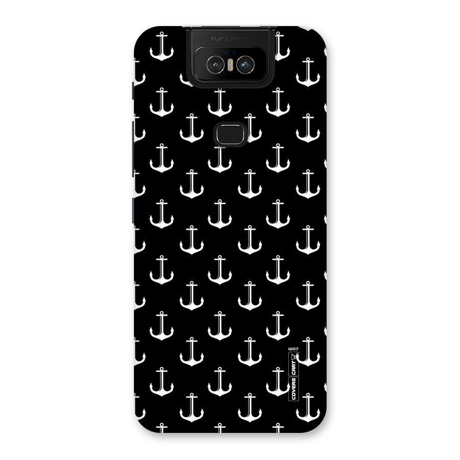 White And Black Anchor Pattern Back Case for Zenfone 6z