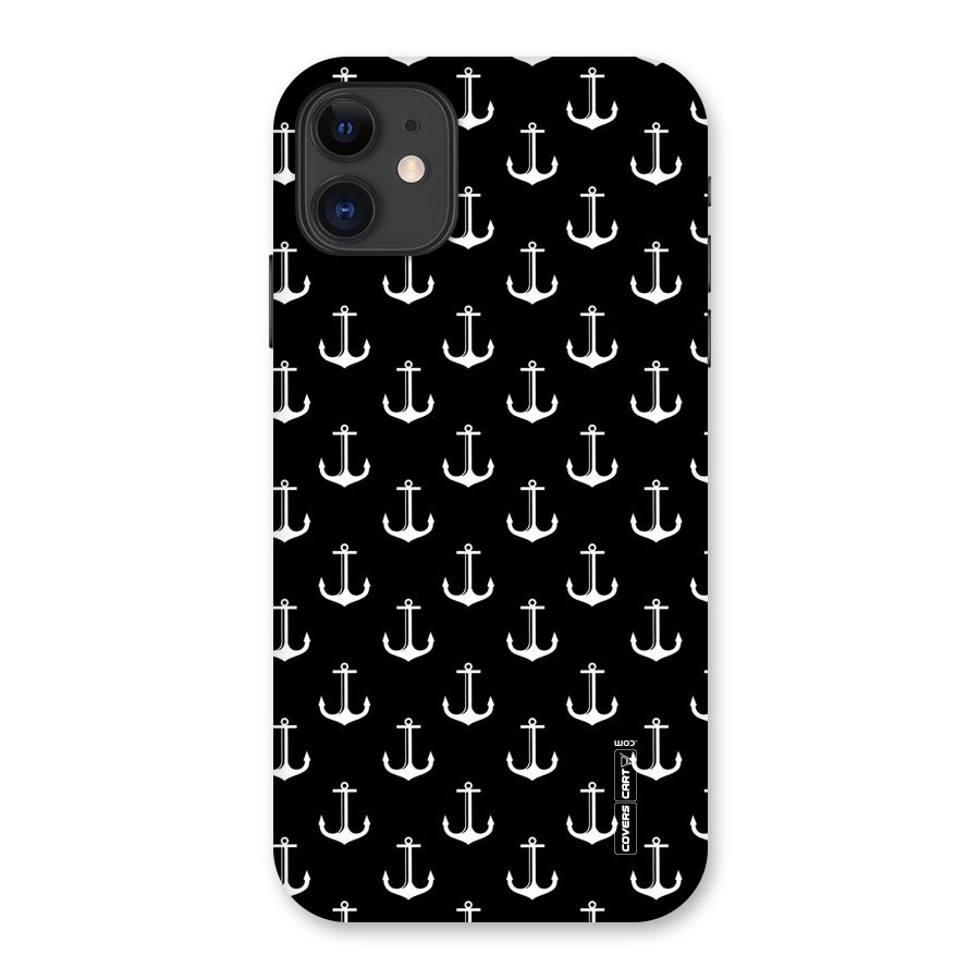 White And Black Anchor Pattern Back Case for iPhone 11