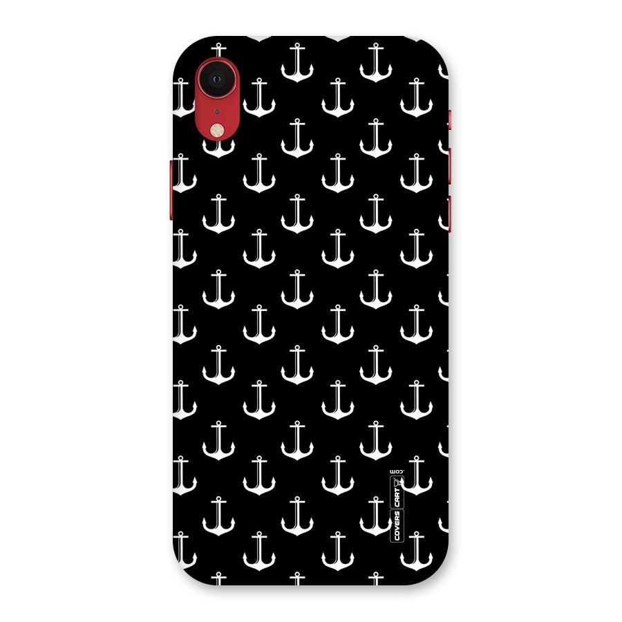 White And Black Anchor Pattern Back Case for iPhone XR