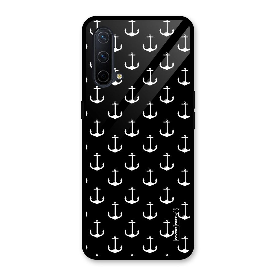 White And Black Anchor Pattern Glass Back Case for OnePlus Nord CE 5G