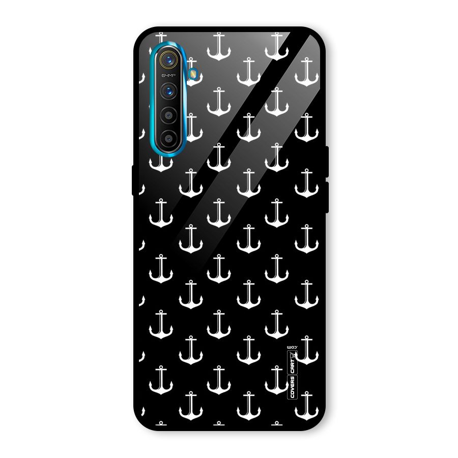 White And Black Anchor Pattern Glass Back Case for Realme X2