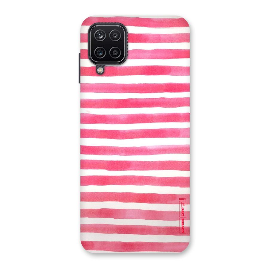 White And Pink Stripes Back Case for Galaxy A12