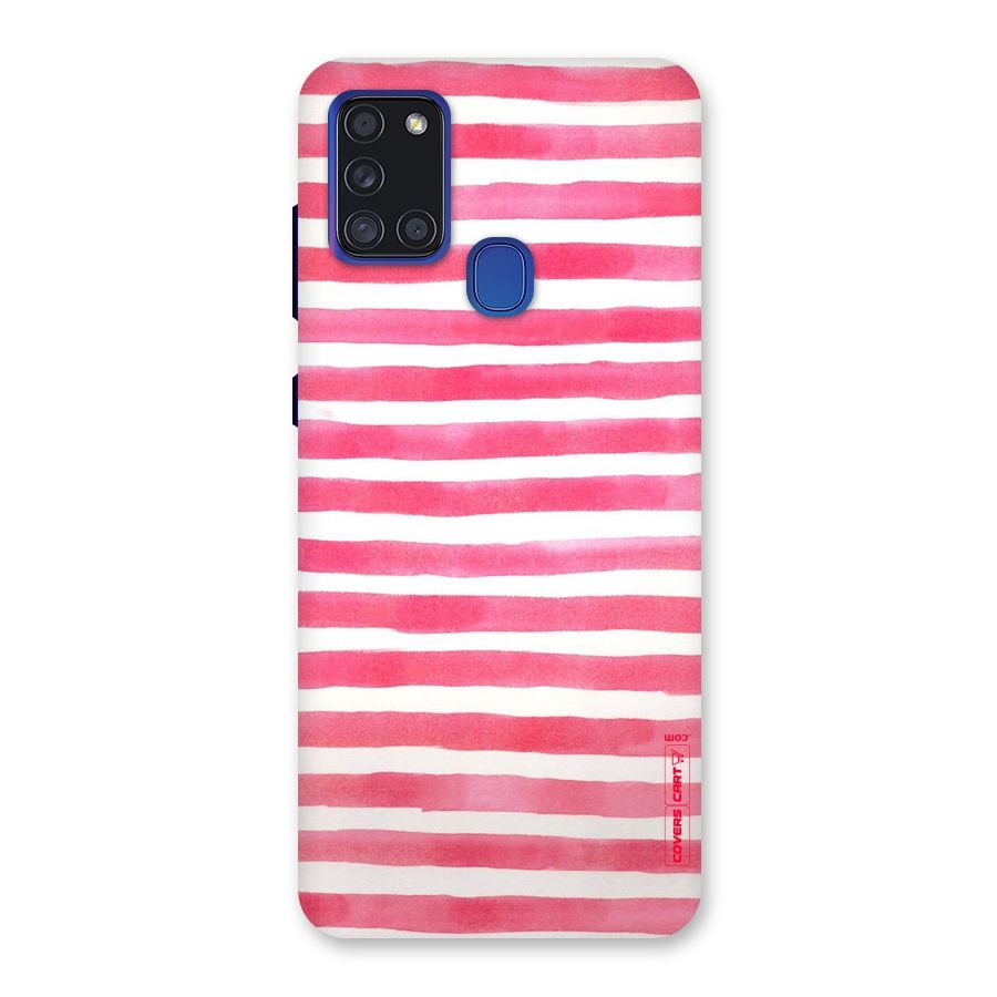 White And Pink Stripes Back Case for Galaxy A21s