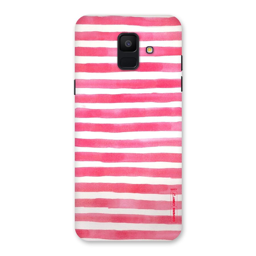 White And Pink Stripes Back Case for Galaxy A6 (2018)