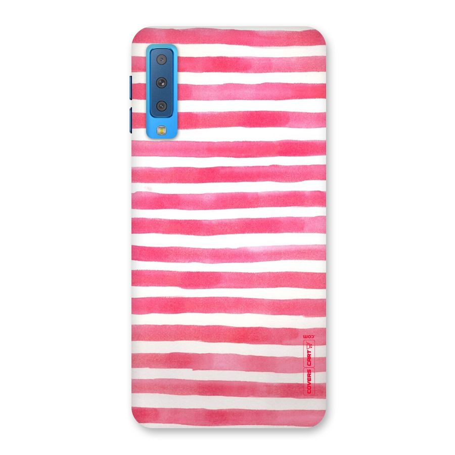 White And Pink Stripes Back Case for Galaxy A7 (2018)