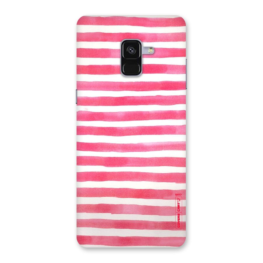 White And Pink Stripes Back Case for Galaxy A8 Plus