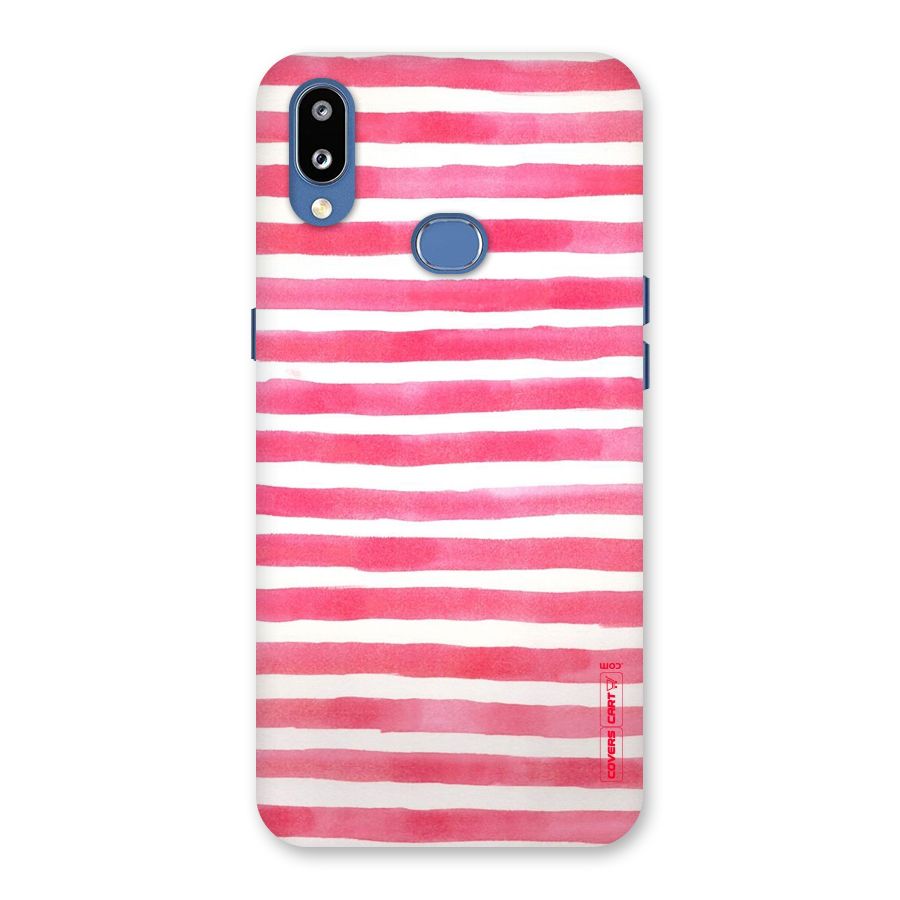 White And Pink Stripes Back Case for Galaxy M01s