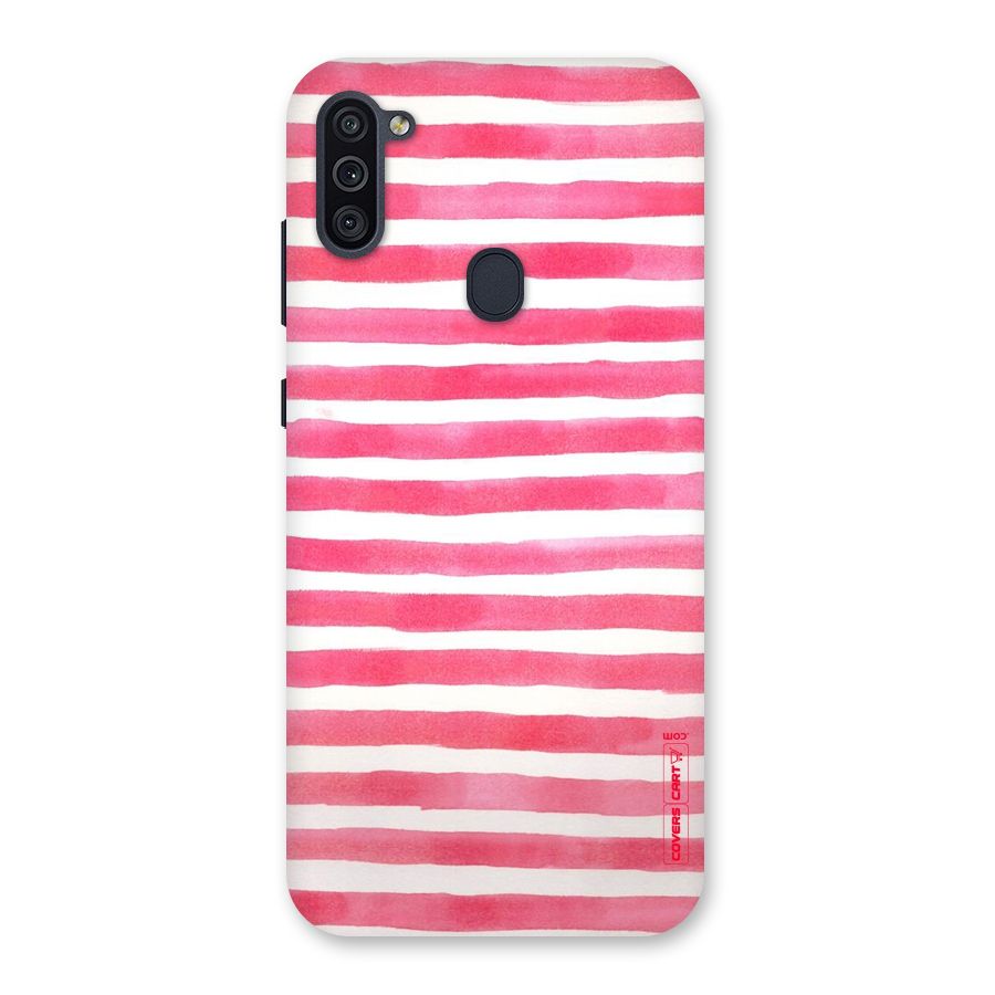 White And Pink Stripes Back Case for Galaxy M11
