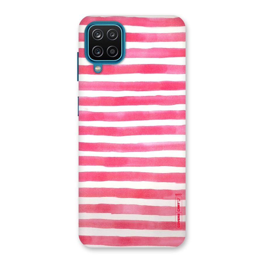 White And Pink Stripes Back Case for Galaxy M12