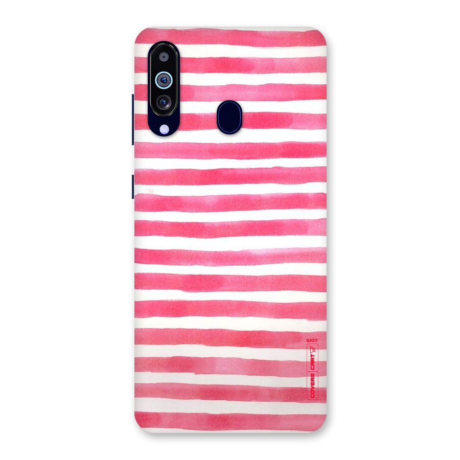 White And Pink Stripes Back Case for Galaxy M40