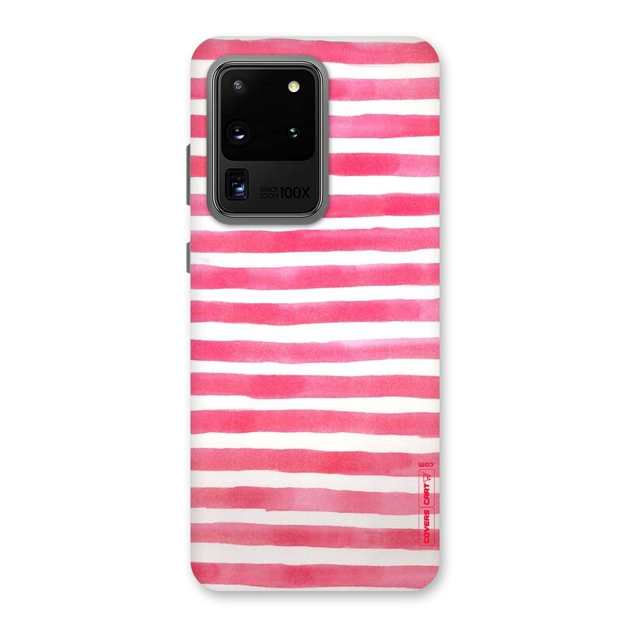 White And Pink Stripes Back Case for Galaxy S20 Ultra