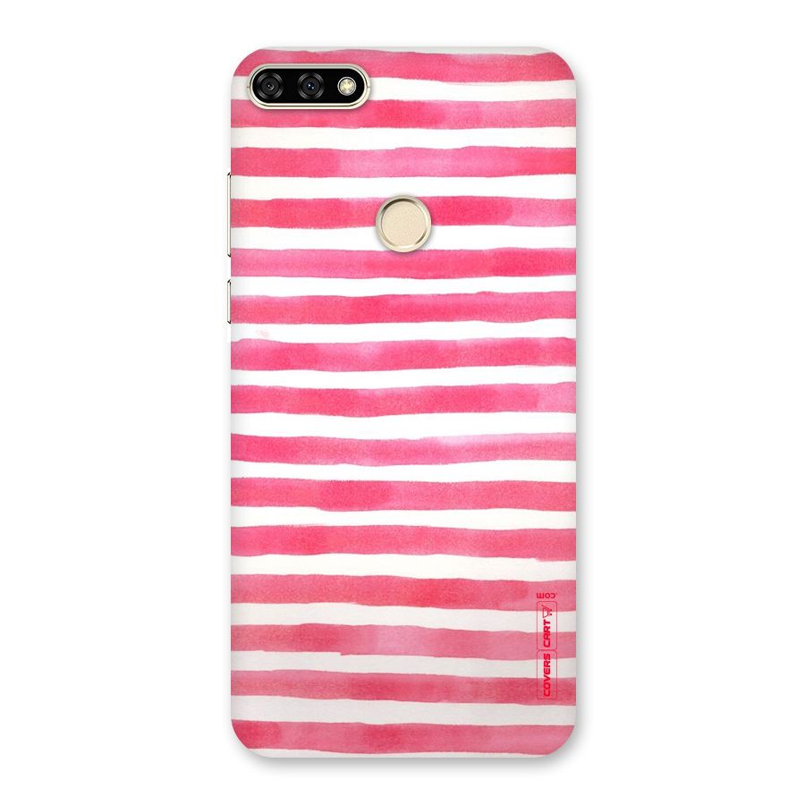 White And Pink Stripes Back Case for Honor 7A