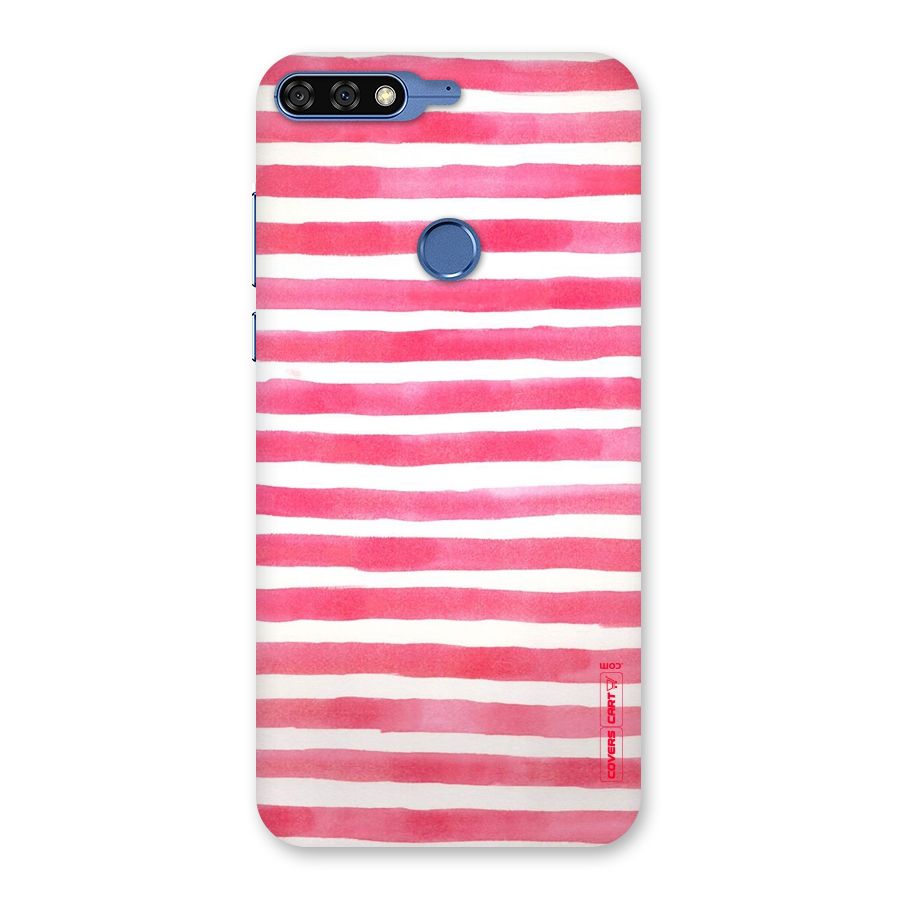 White And Pink Stripes Back Case for Honor 7C
