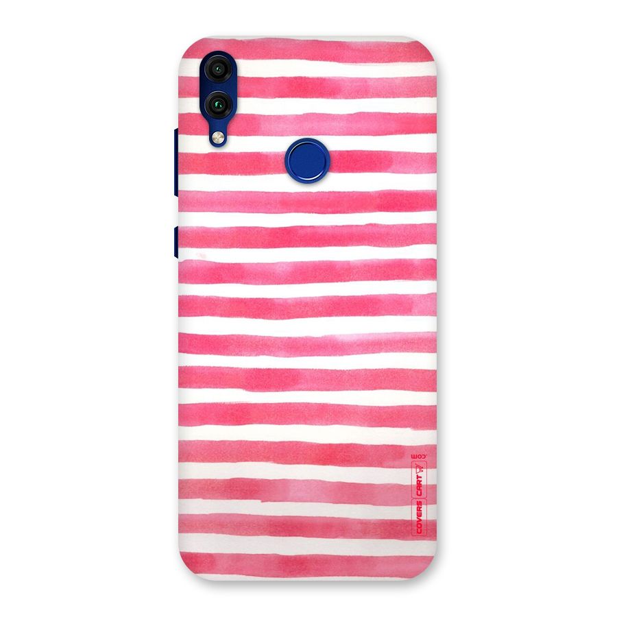 White And Pink Stripes Back Case for Honor 8C