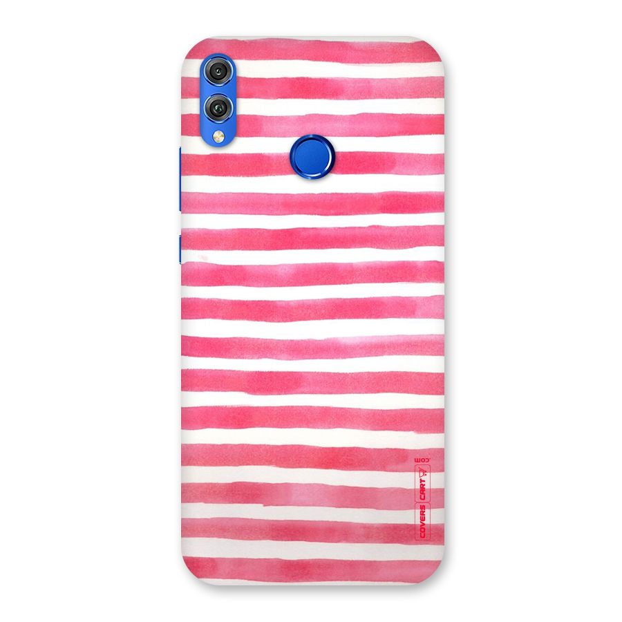 White And Pink Stripes Back Case for Honor 8X