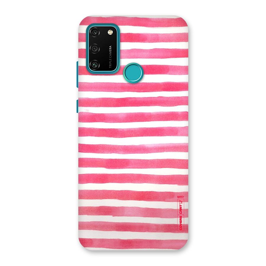 White And Pink Stripes Back Case for Honor 9A