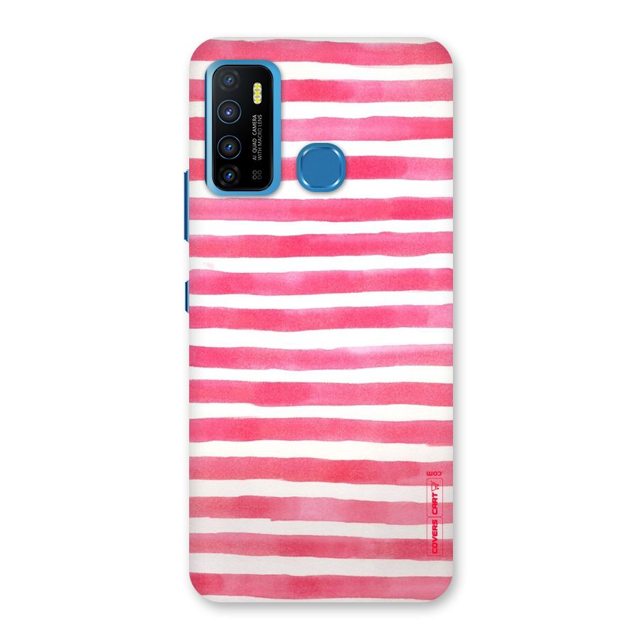 White And Pink Stripes Back Case for Infinix Hot 9
