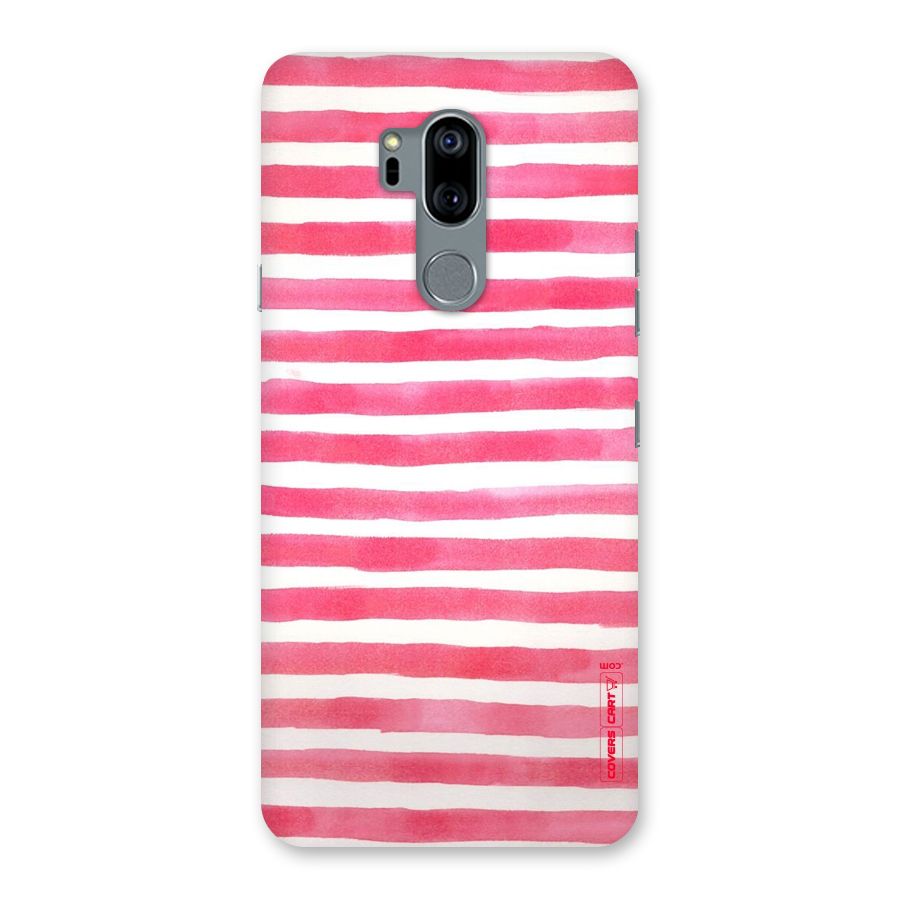 White And Pink Stripes Back Case for LG G7