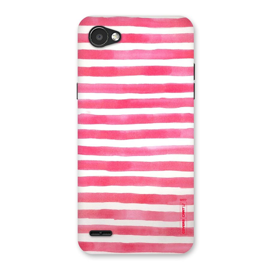 White And Pink Stripes Back Case for LG Q6