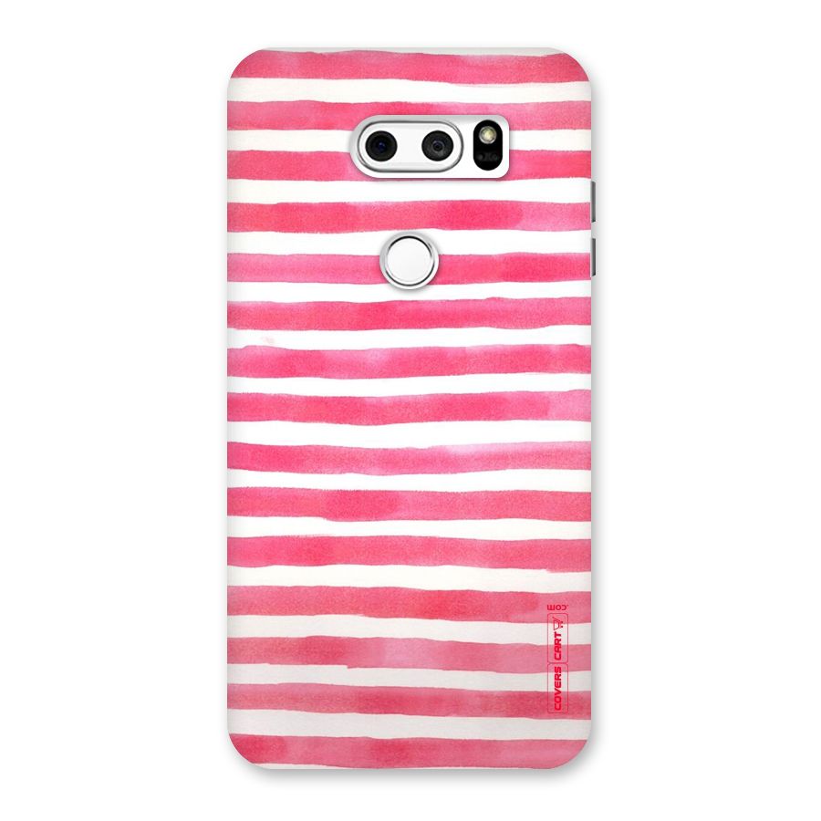White And Pink Stripes Back Case for LG V30