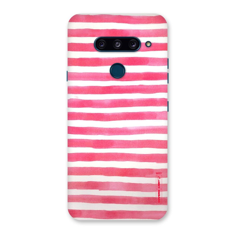 White And Pink Stripes Back Case for LG  V40 ThinQ
