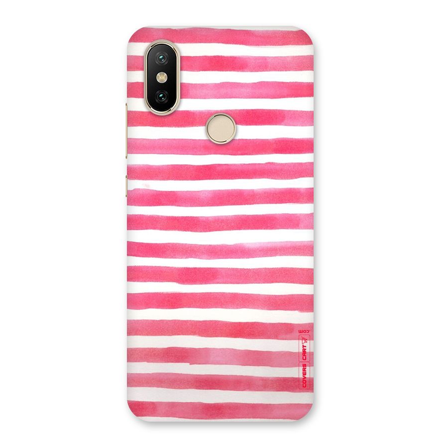 White And Pink Stripes Back Case for Mi A2