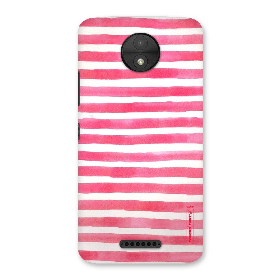 White And Pink Stripes Back Case for Moto C