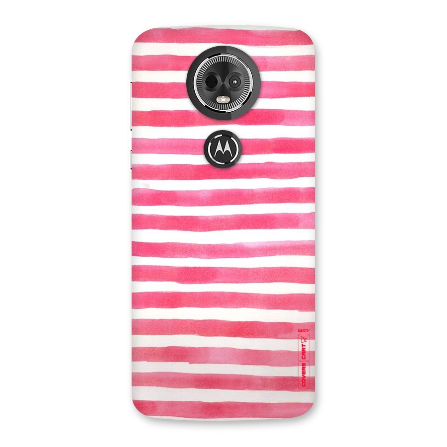 White And Pink Stripes Back Case for Moto E5 Plus