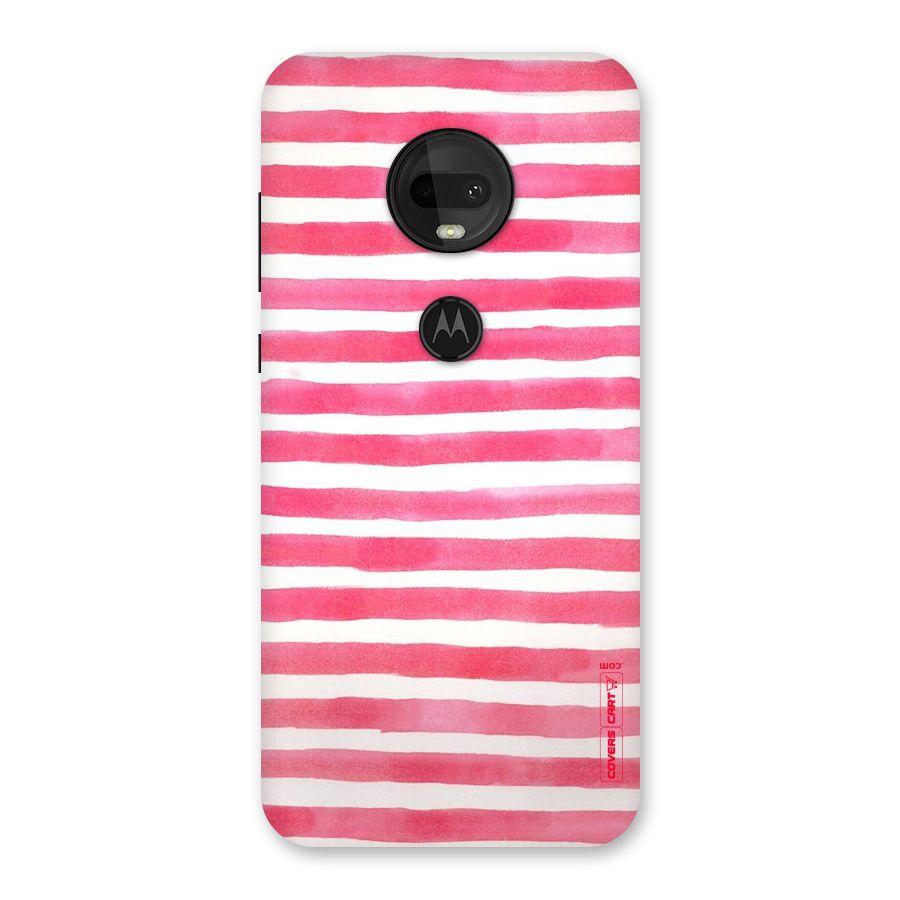 White And Pink Stripes Back Case for Moto G7