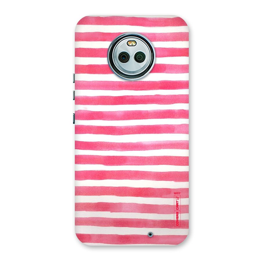 White And Pink Stripes Back Case for Moto X4