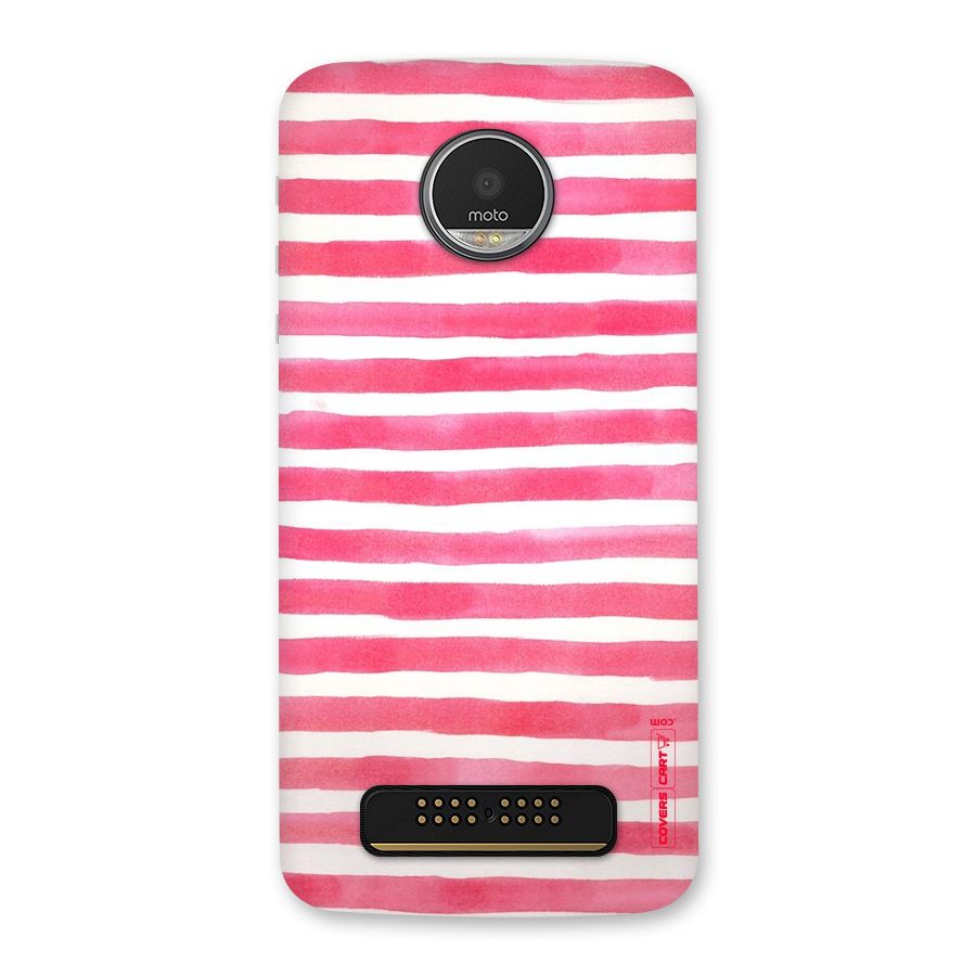 White And Pink Stripes Back Case for Moto Z Play