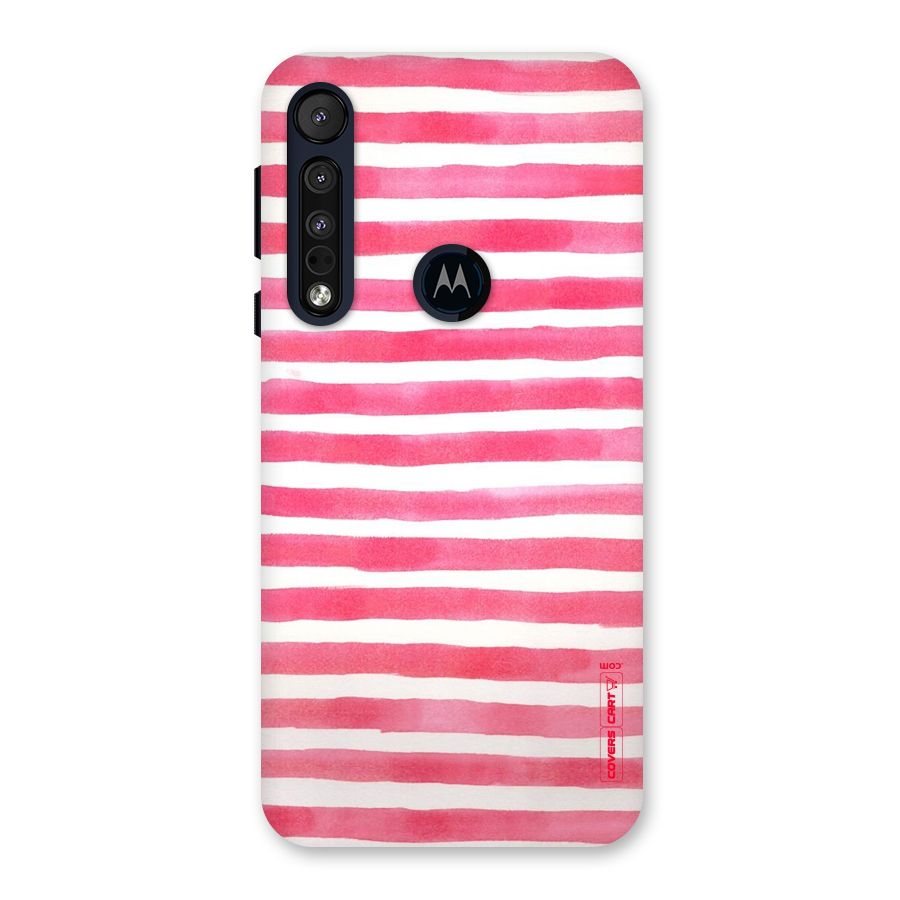 White And Pink Stripes Back Case for Motorola One Macro