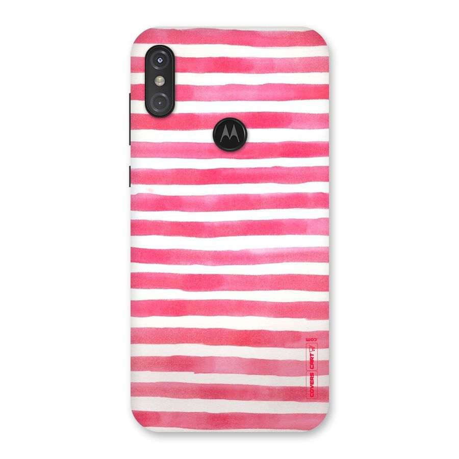 White And Pink Stripes Back Case for Motorola One Power
