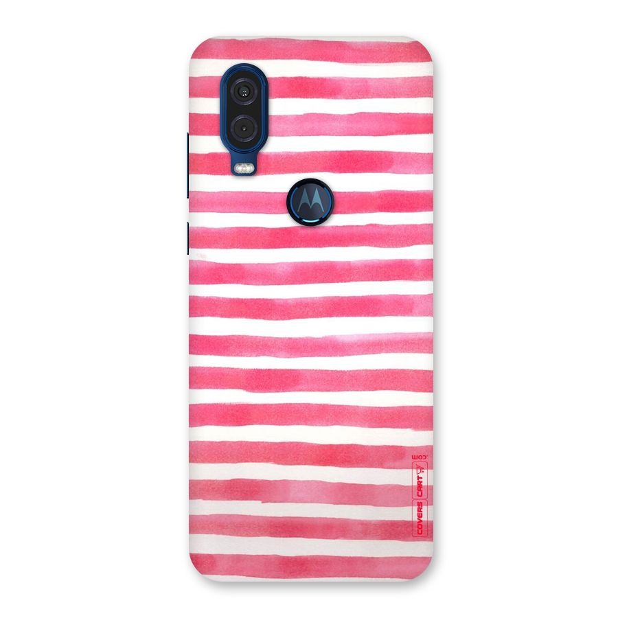 White And Pink Stripes Back Case for Motorola One Vision