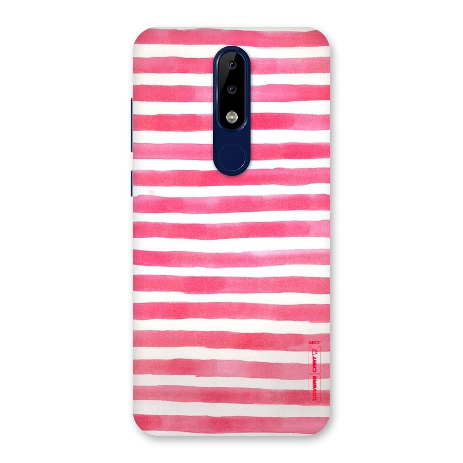 White And Pink Stripes Back Case for Nokia 5.1 Plus