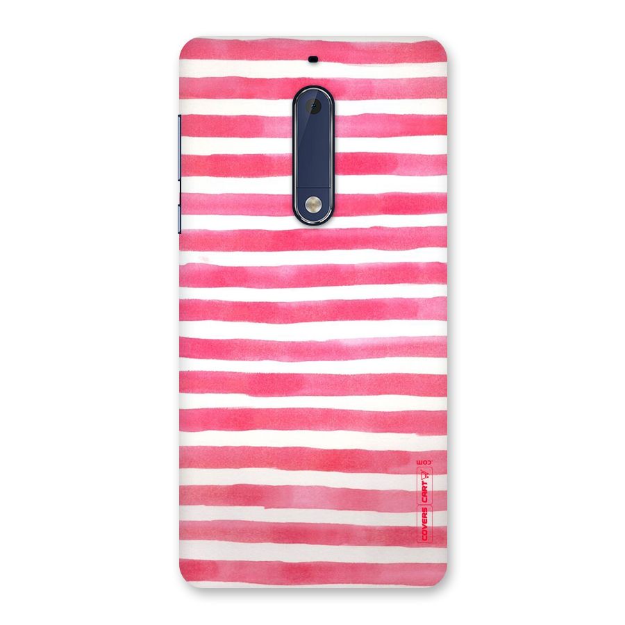 White And Pink Stripes Back Case for Nokia 5