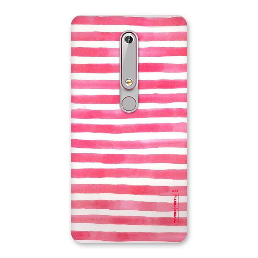 White And Pink Stripes Back Case for Nokia 6.1