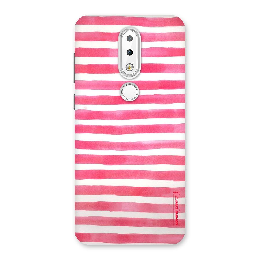 White And Pink Stripes Back Case for Nokia 6.1 Plus