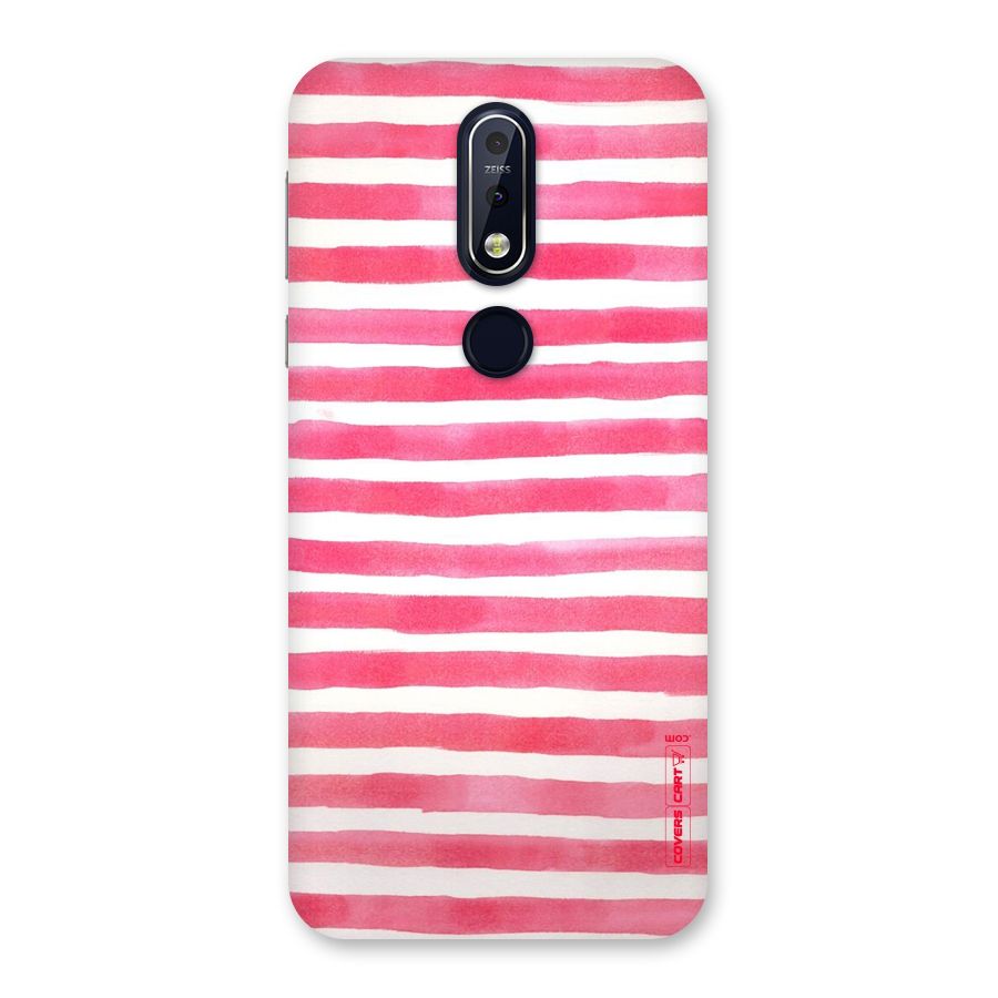 White And Pink Stripes Back Case for Nokia 7.1