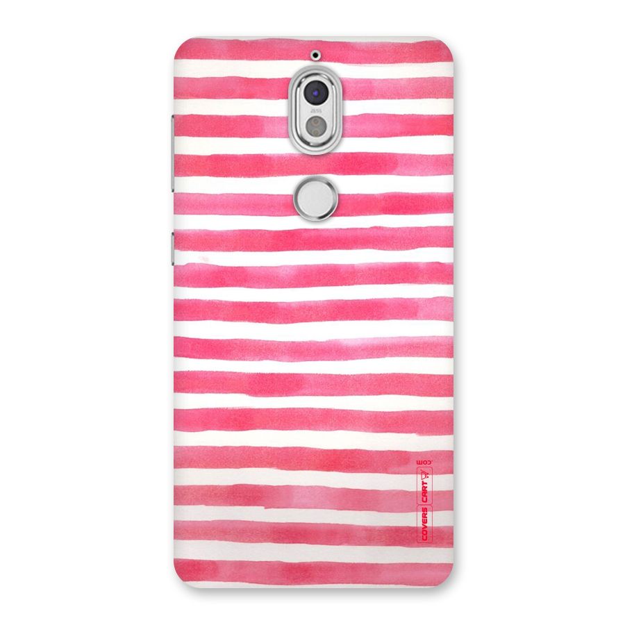 White And Pink Stripes Back Case for Nokia 7