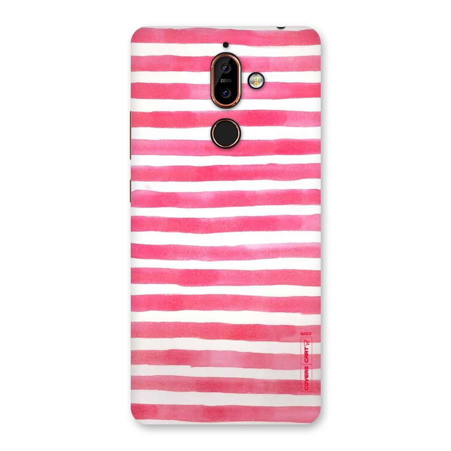 White And Pink Stripes Back Case for Nokia 7 Plus