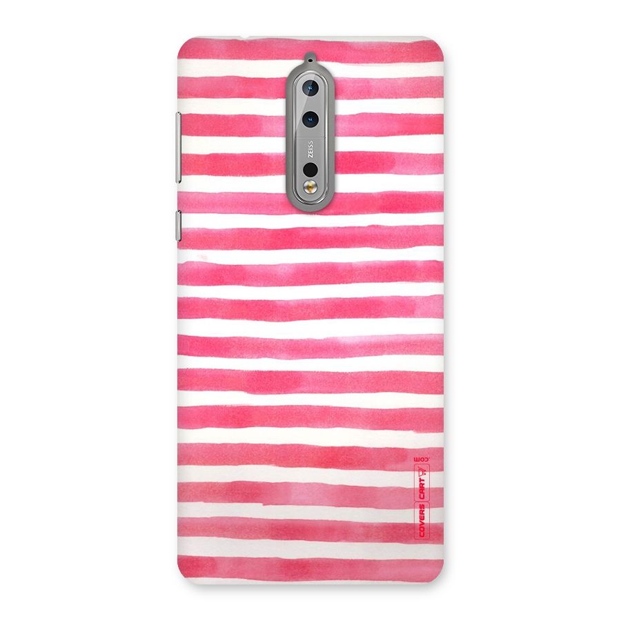 White And Pink Stripes Back Case for Nokia 8