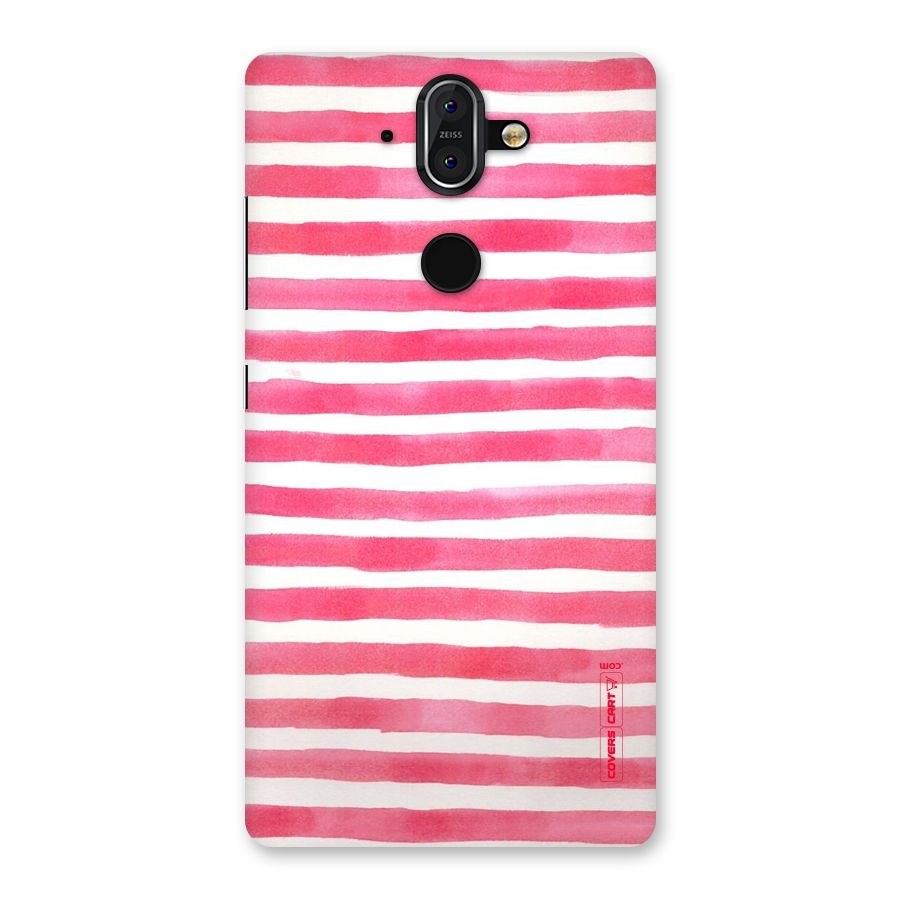 White And Pink Stripes Back Case for Nokia 8 Sirocco