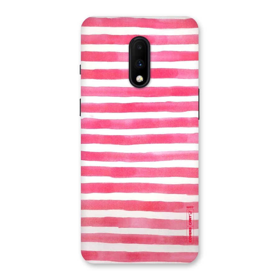 White And Pink Stripes Back Case for OnePlus 7