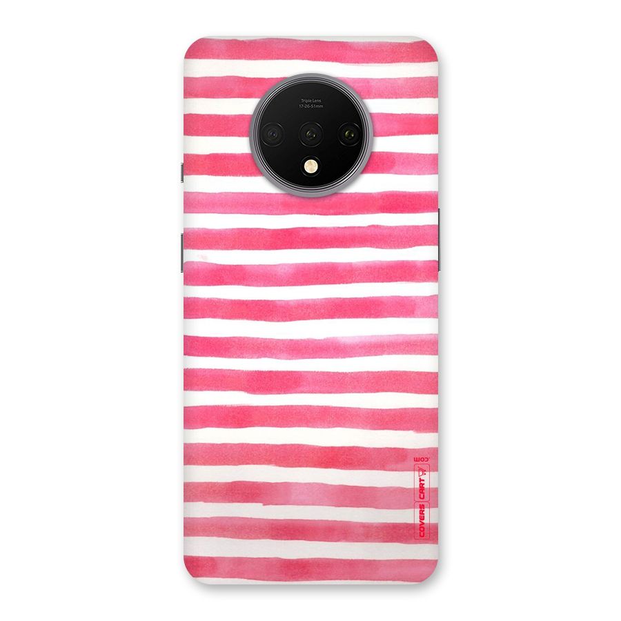 White And Pink Stripes Back Case for OnePlus 7T
